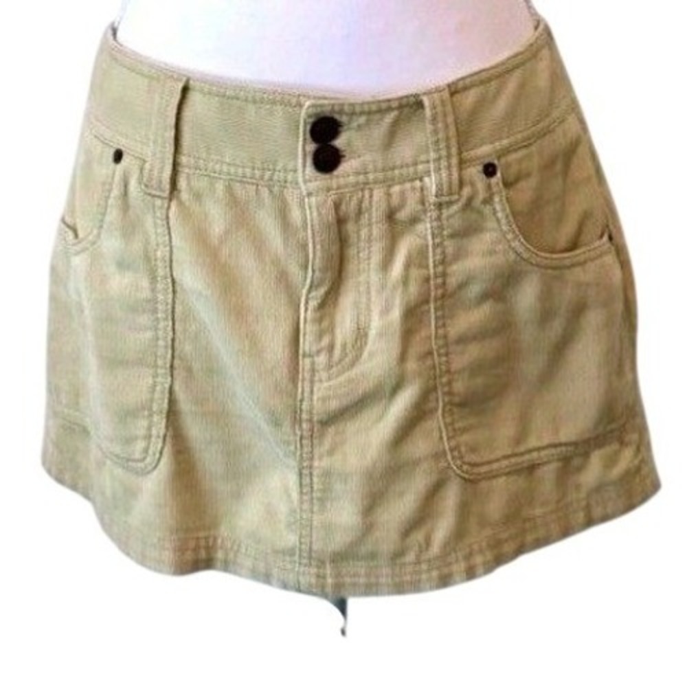 Y2K Abercrombie & Fitch Micro Mini Skirt Low Rise Cream Corduroy 2000s Sz S